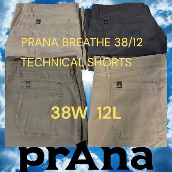 Prana Other - LOT OF FOUR PRANA BREATHE STRETCH NYLON/SPANDEX MENS 38/12 ADJ BELTED WAIST RARE